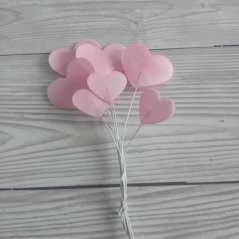 Srdíčka z jedlého papíru na drátku - Růžová