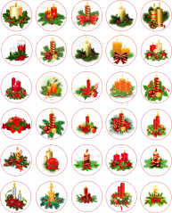 Jedlé obrázky na cupcakes - vánoční svíčky - 3,5 cm