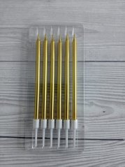Dortové svíčky zlaté 6 ks, 13,5 cm