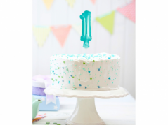 Foliovaný balonek na dort - modrý - číslice 1