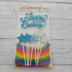 Dortový zápich - Happy Birthday modrý