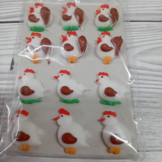 Cukrové ozdoby - kohout a slepička