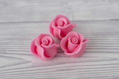 Růže z modelovací hmoty - růžové 3 ks