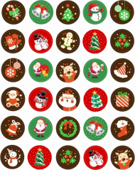 Jedlé obrázky na cupcakes - mix vánočních motivů 2 - 3,5 cm
