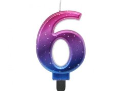 Dortová svíčka - noční obloha - číslice 6