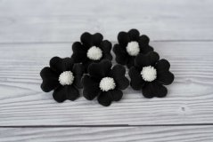 Květy z modelovací hmoty - černé  - 5 ks