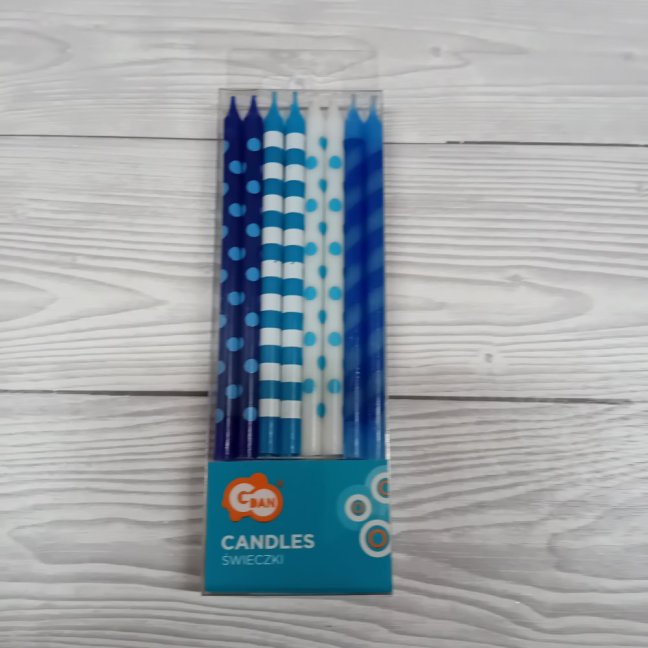 Dortové svíčky barevné modro-bílé  16 ks