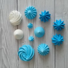 Sněhové pusinky - sladká dekorace na dorty a cupcakes modro-bílý  mix