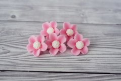 Květy mini z modelovací hmoty - růžové  - 5 ks