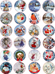 Jedlé obrázky na cupcakes - mix vánočních motivů vintage 2 - 4 cm